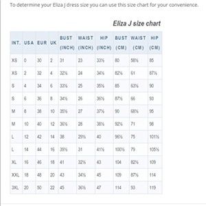 eliza j size chart